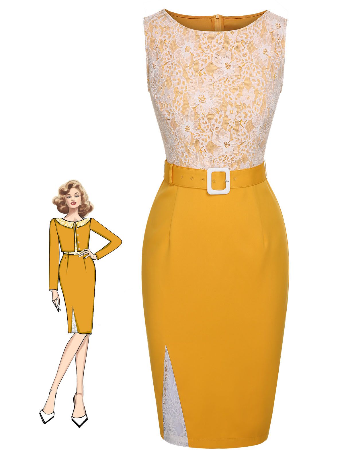 we-offer-cheap-robe-jaune-en-dentelle-unie-avec-ceinture-et-patchwork-des-annees-1960-fashion_0.jpg