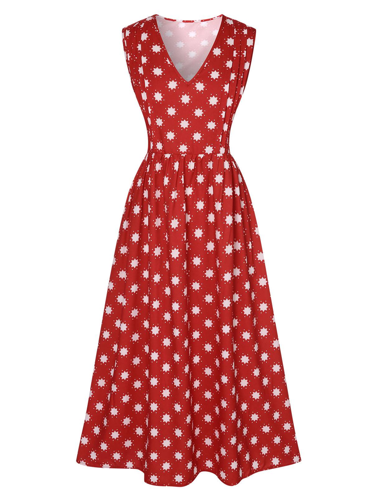authentic-robe-rouge-a-fleurs-des-annees-40-sans-manches-col-en-v-hot-on-sale_0.jpg
