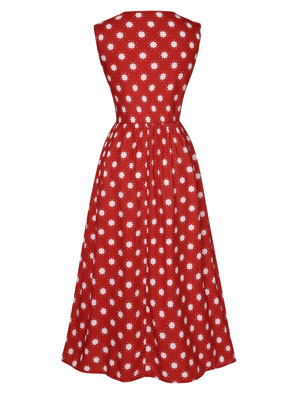 authentic-robe-rouge-a-fleurs-des-annees-40-sans-manches-col-en-v-hot-on-sale_1.jpg