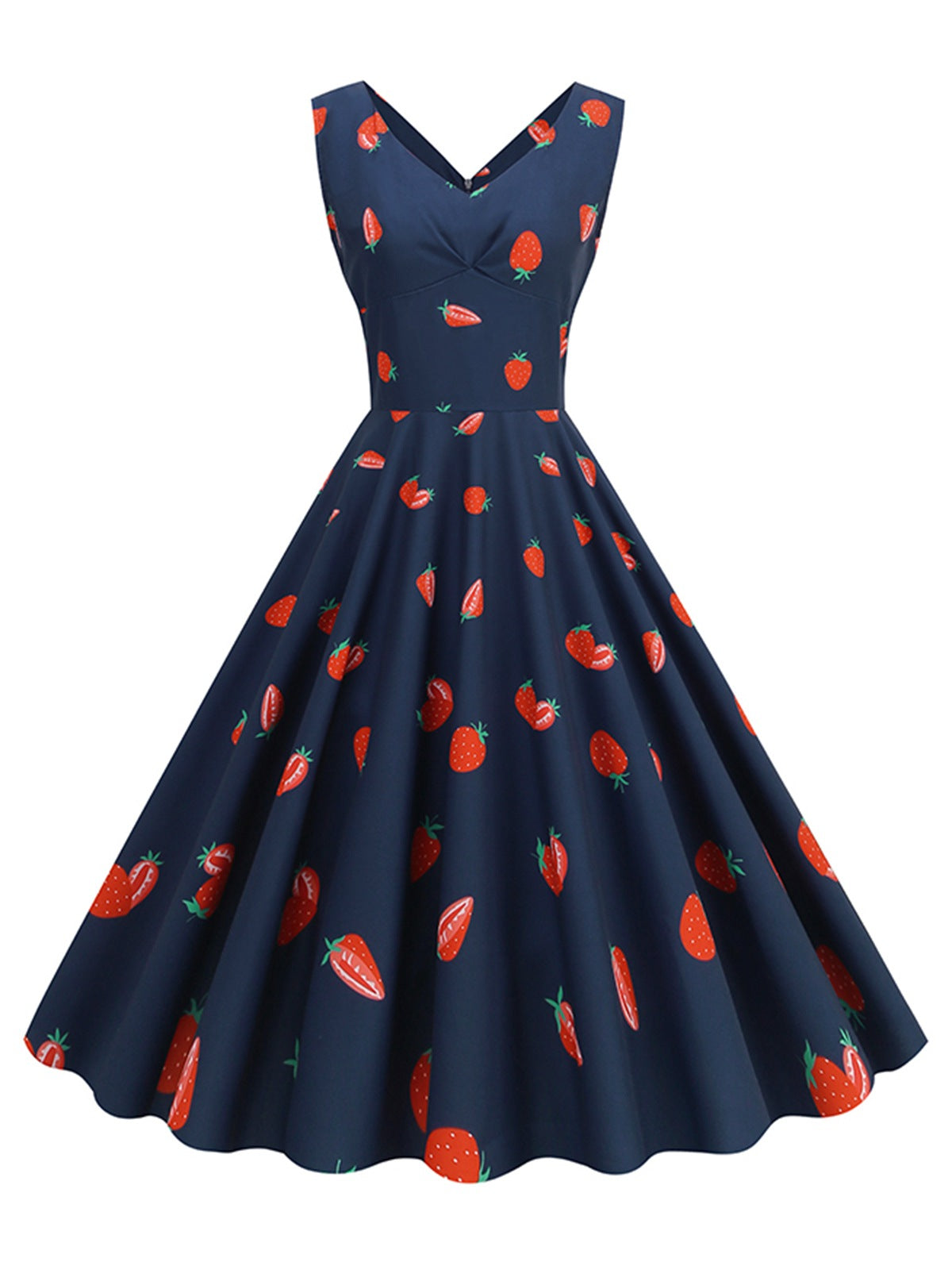 the-one-place-to-buy-robe-sans-manches-a-imprime-marguerites-et-fraises-des-annees-1950-sale_0.jpg