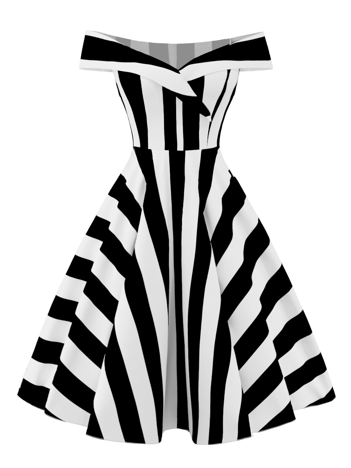 get-your-wholesale-robe-rayee-noire-et-blanche-a-epaules-denudees-des-annees-1950-supply_0.jpg