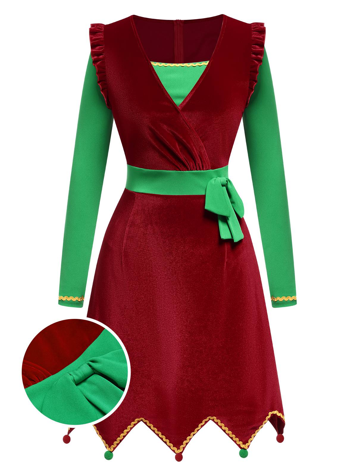 shop-for-pro-robe-rouge-contrastee-a-ourlet-ondule-de-noel-des-annees-1960-sale_0.jpg