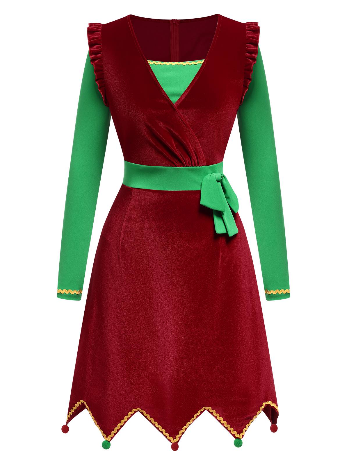 shop-for-pro-robe-rouge-contrastee-a-ourlet-ondule-de-noel-des-annees-1960-sale_1.jpg