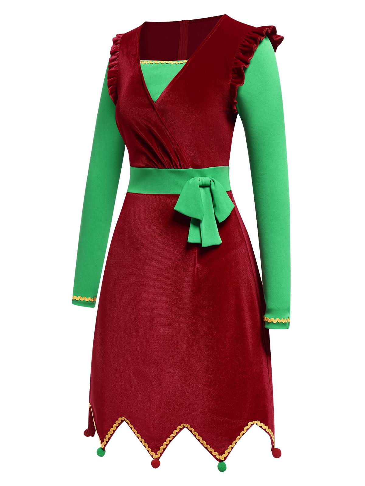 shop-for-pro-robe-rouge-contrastee-a-ourlet-ondule-de-noel-des-annees-1960-sale_3.jpg